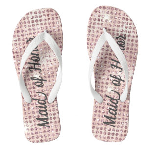 Tongs Rose saumon diamant strass glam mariage demoiselle