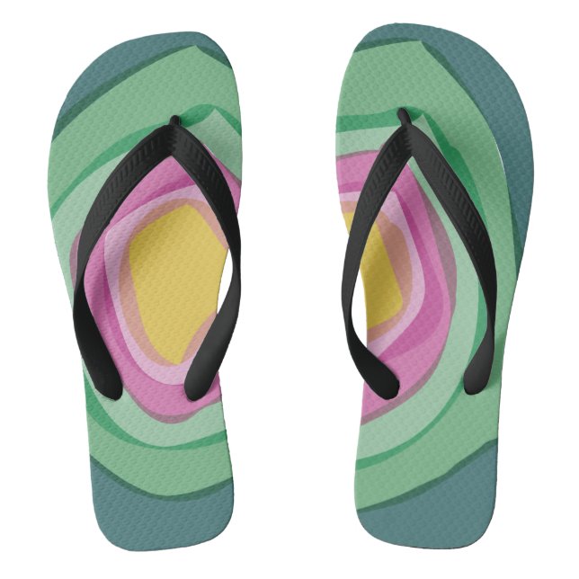 Tongs Rose vert Abstrait moderne (Semelle)
