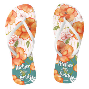 Tongs Roses Florales Vintage Moderne Orange   Faveur de 