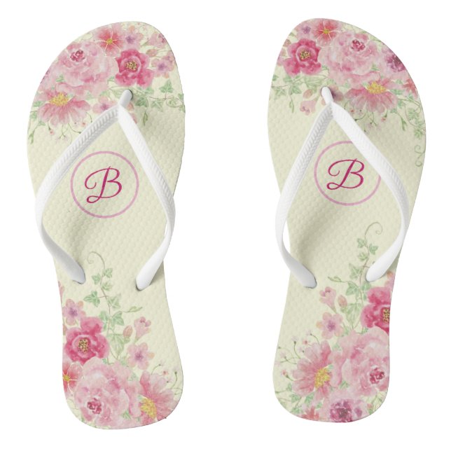 Tongs Roses roses rose Floral (Bridesmaids) (Semelle)