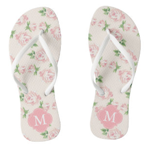 Tongs Roses Vintages roses Monogrammes
