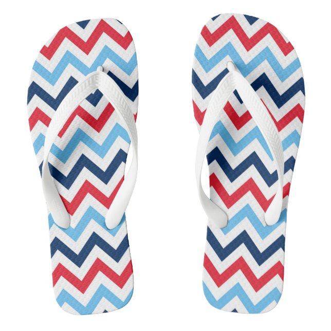 Tongs Rouge Blanc Bleu Chevron Flip Flops Jandals Thongs (Semelle)