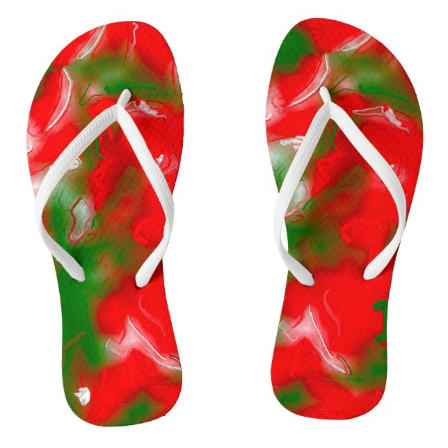 Tongs Rouge, blanc et vert Abstrait (Semelle)
