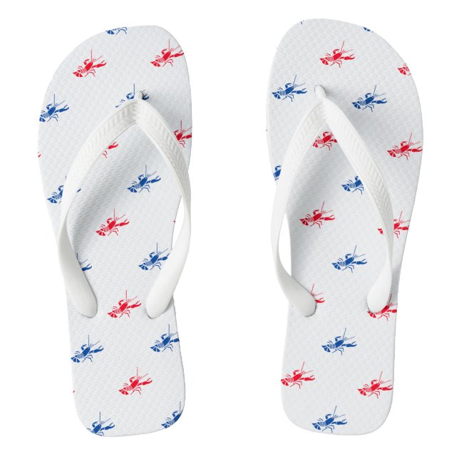 Tongs Rouge blanc homard motif Patriotique (Semelle)