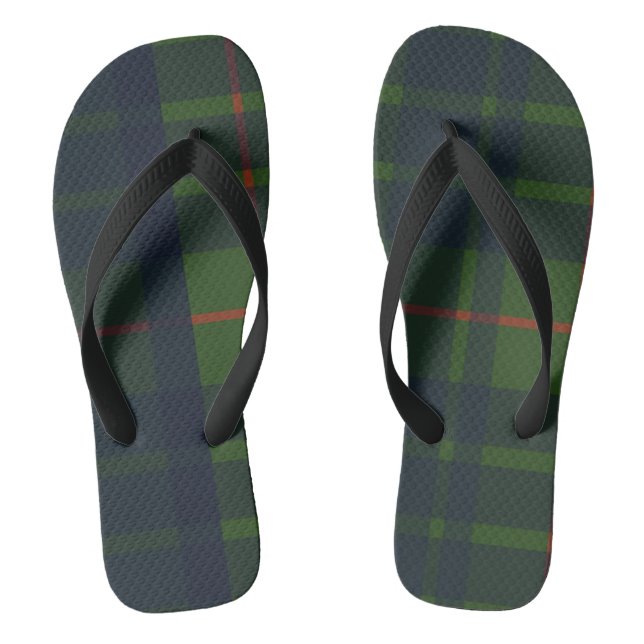 Tongs Rouge bleu vert Tartan Plaid écossais Plaid (Semelle)