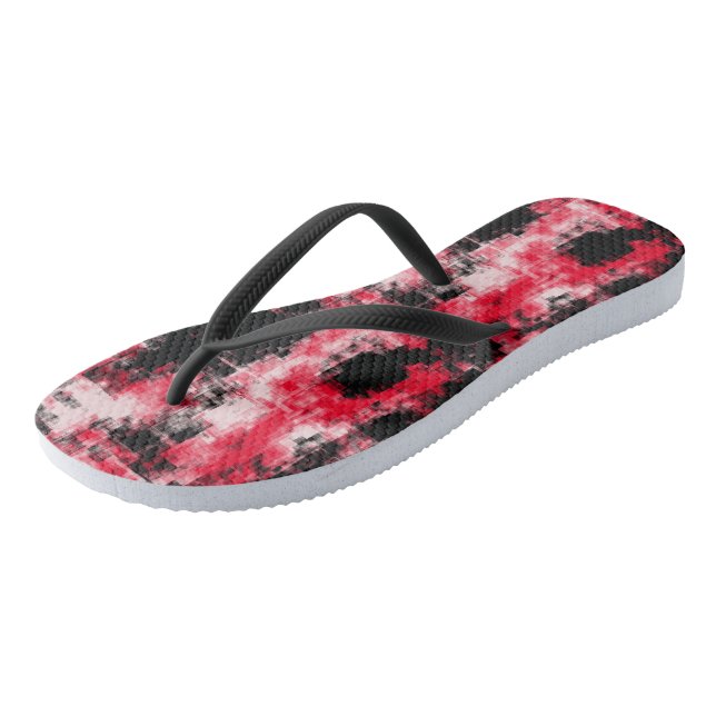 Tongs rouge noir et blanc abstrait (Incliné)