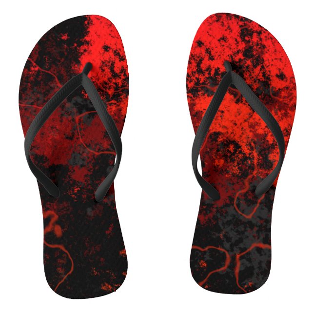 Tongs Rouge, Noir et Gris Marbre Abstrait (Semelle)