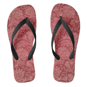 Tongs Rouge Paisley Damask Designer Floral Classic