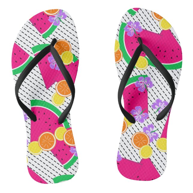 Tongs Rouge pastèque Lémons jaunes Tropical (Semelle)