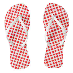 Tongs Rouge sur blanc Petite taille Pois horizontaux