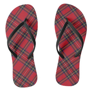 Tongs Royal Stewart tartan rouge noir plaid