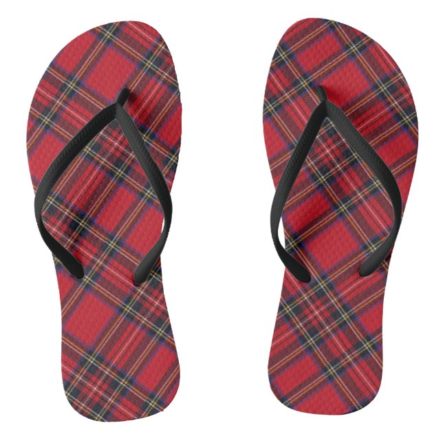 Tongs Royal Stewart tartan rouge noir plaid (Semelle)