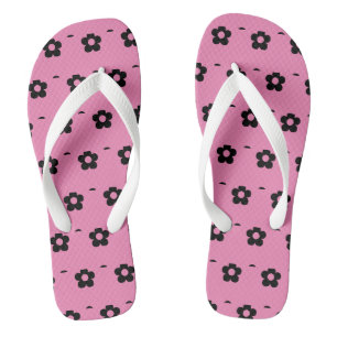 Tongs Sandale imprimée de fleurs de couleur noire sur fo