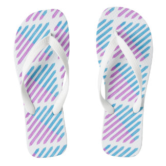 Tongs Sandales à rayures diagonales bicolores violettes 