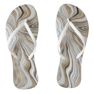 Tongs Sandales à semelles compensées en marbre blanc ave