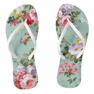 Tongs Sandales à semelles plates Vintage Rose à lanières