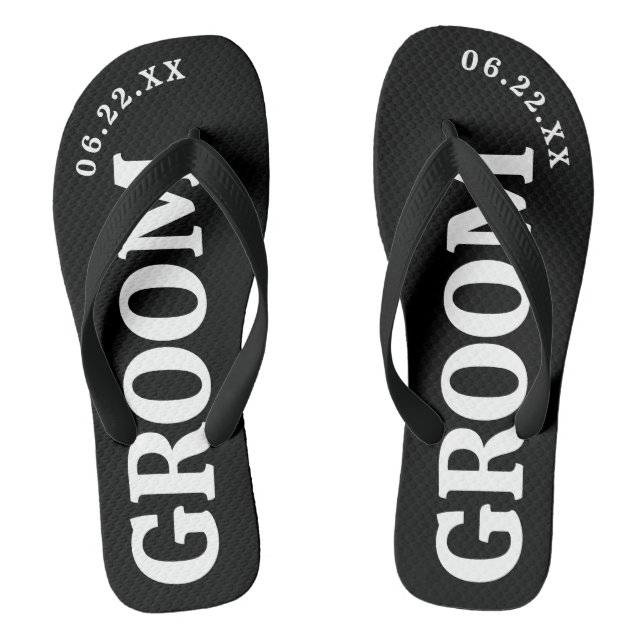 Tongs Sandales de mariage personnalisées noir et blanc p (Semelle)