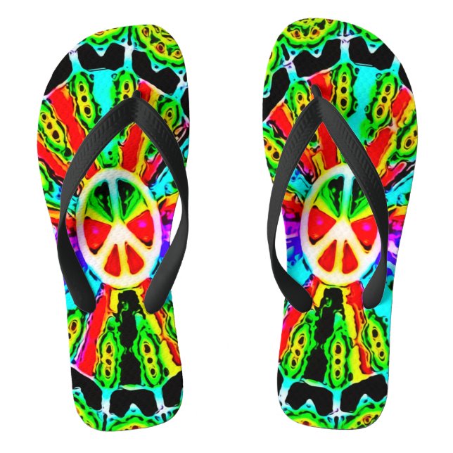 Tongs Sandales de roue psychédélique pour la paix (Semelle)