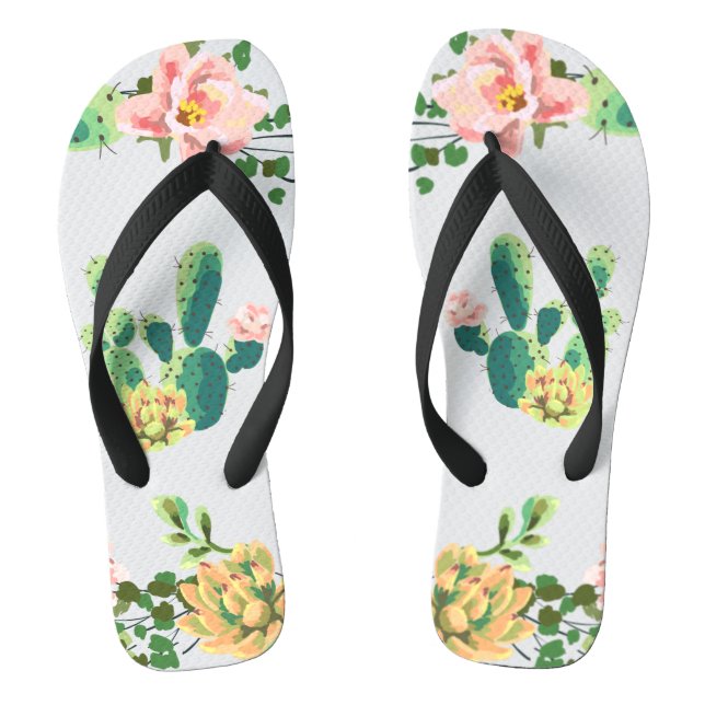 Tongs Sandales Flipflop Cactus de Bohême Succulents Dess (Semelle)