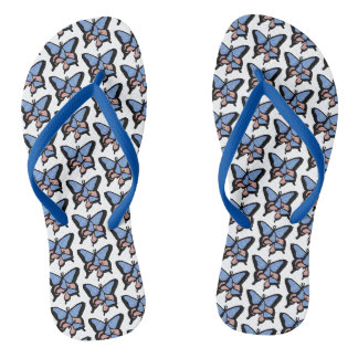 Tongs Sandales papillons bleus et roses