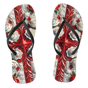 Tongs Sangles fines pour adultes avec roses anglaises