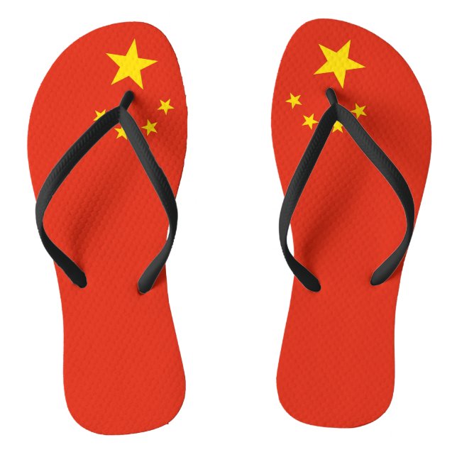 Tongs Sangles minces adultes avec drapeau de la Chine (Semelle)