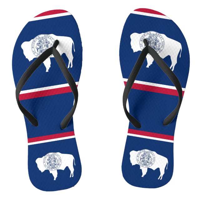 Tongs Sangles minces adultes avec Drapeau du Wyoming (Semelle)