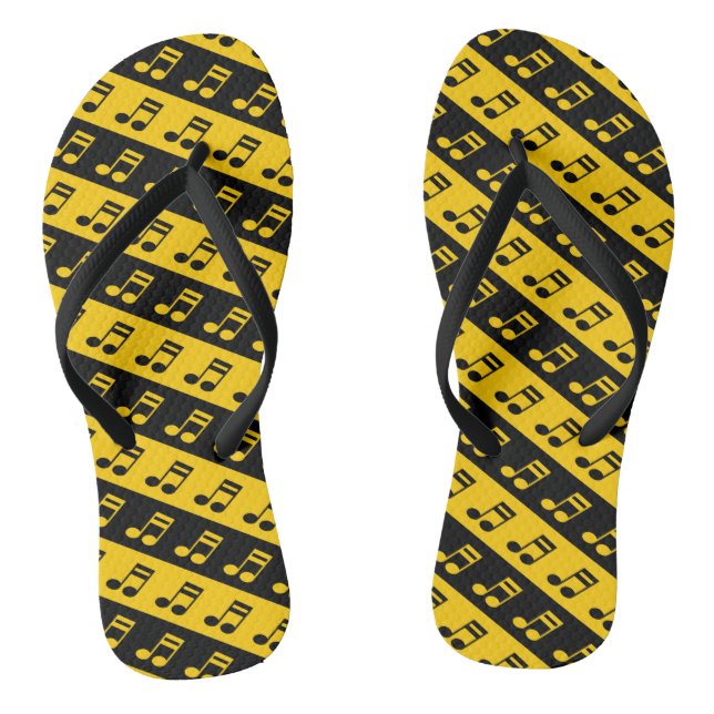 Tongs Seizième Motif de notes en noir et jaune (Semelle)