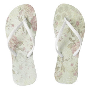 Tongs Shabby Chic Rose Floral