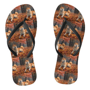 Tongs Shib Inu en automne Leaves automne Inspire