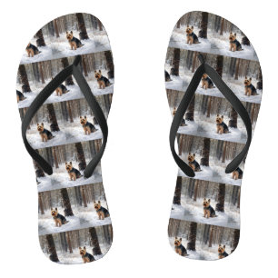 Tongs Silencieux Terrier Laisser Il Neige Noël