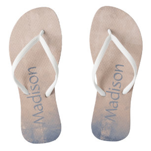 Tongs Simple bleu clair abstrait Votre nom