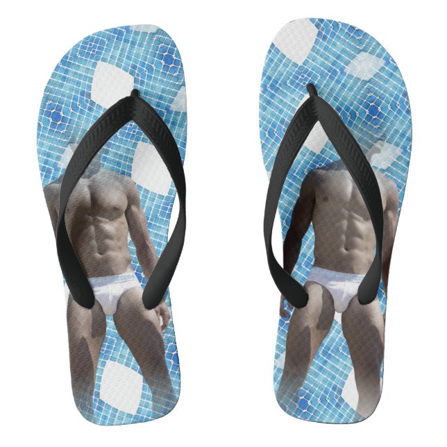 Tongs SlipperyJoe musculaire homme six pack abs mâle bla (Semelle)