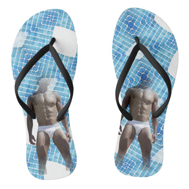 Tongs SlipperyJoe musculaire homme six pack abs mâle bla (Semelle)