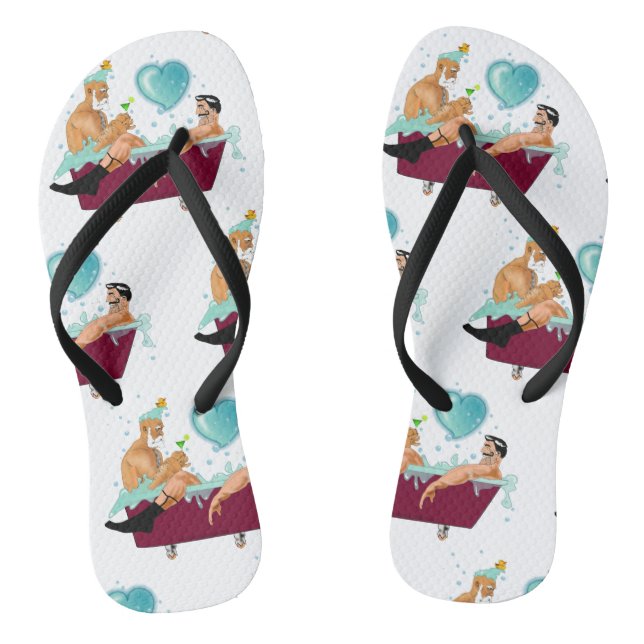 Tongs SlipperyJoe's deux gays hommes aiment la baignoire (Semelle)