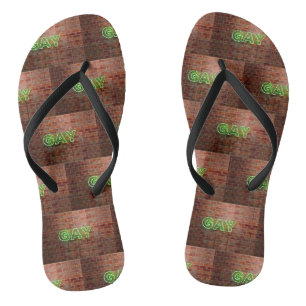 Tongs SlipperyJoe's dynamique néon gay signe vert brique