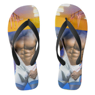 Tongs SlipperyJoe's homme musclé bosse abdos salle de sp