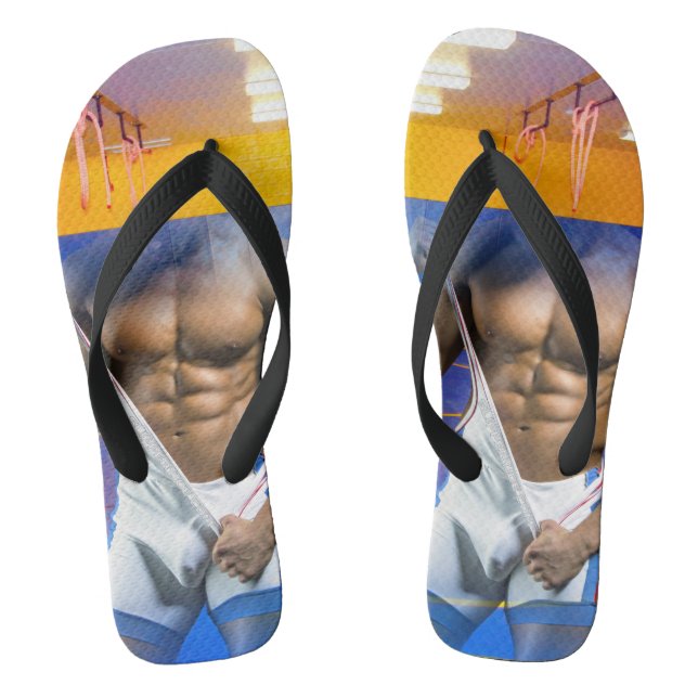 Tongs SlipperyJoe's musculaire bulge six pack gym trai (Semelle)