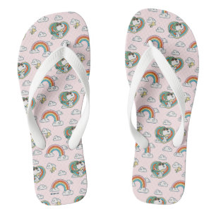 Tongs Snoopy & Woodstock Rainbow Heart Motif