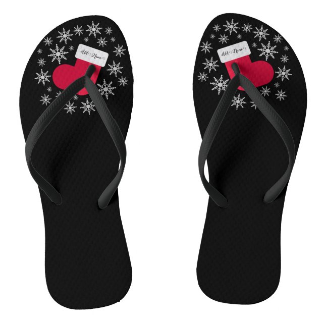 Tongs Snowflakes et Stocker Ajouter un nom Funny Christm (Semelle)