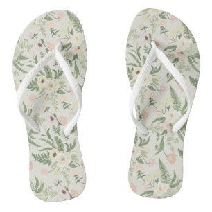 Tongs Soft Mint Green Garden Motif