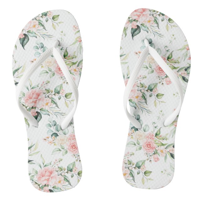 Tongs Soft Pastel Rose Rose Flower Motif (Semelle)