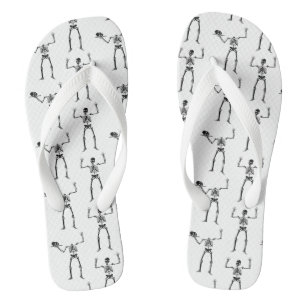 Tongs Squelettes d'Halloween, des friandises ou un sort,