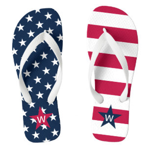 Tongs Stars Stripes Monogramme American Flip Flops