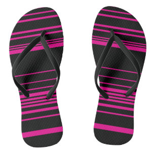 Tongs Stripes complexes - Magenta et Noir