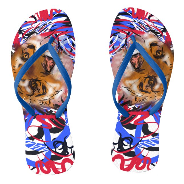 Tongs Style graffiti original Tigre chinois Année Zodiac (Semelle)