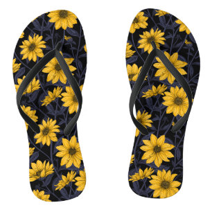 Tongs Sunroot, tournesol sauvage en jaune et bleu