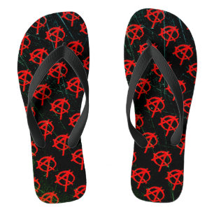Tongs Symbole d'anarchie rouge grungy