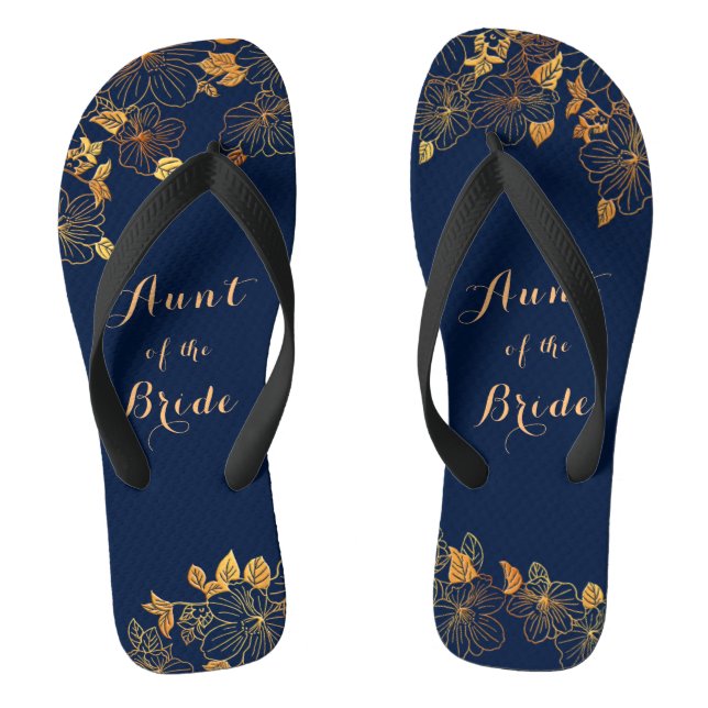 Tongs Tante de la mariée Gold Foliage Marine Bleu (Semelle)