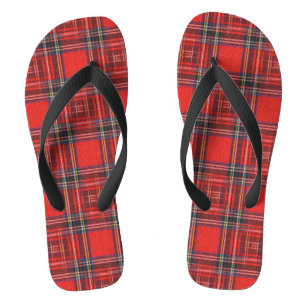 Tongs Tartan plaids en tissu rouge royal motif